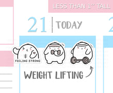 Load image into Gallery viewer, S_054 Squidge Does Weightlifting | Squidge Stickers | Planner Stickers