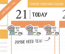 Load image into Gallery viewer, FL_027 Need Tea Zombie | Lottie Stickers | Autumn/Fall and Halloween Planner Stickers