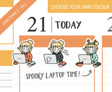 Load image into Gallery viewer, FL_014 Spooky Laptop | Lottie Stickers | Autumn/Fall and Halloween Planner Stickers