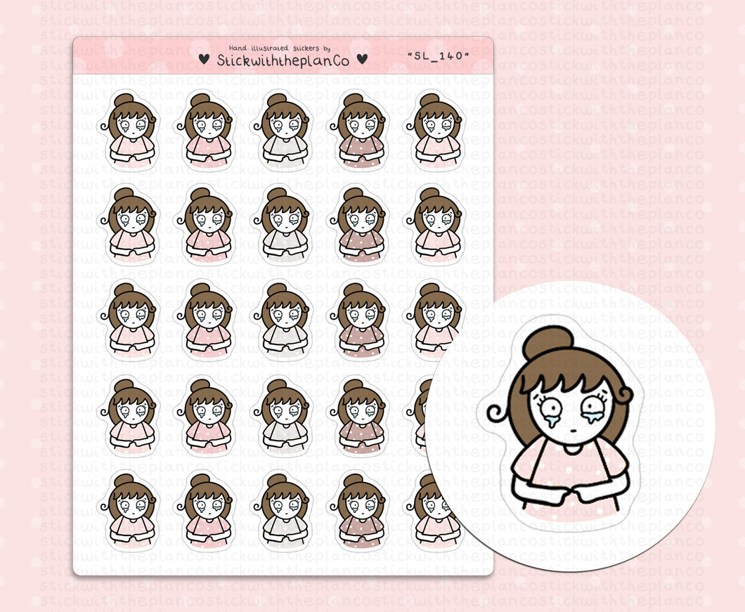 SL_140 Little Cry | Neutral Lottie Stickers | Planner Stickers