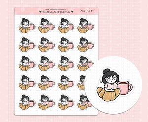 SL_143 Coffee and Croissant | Neutral Lottie Stickers | Planner Stickers