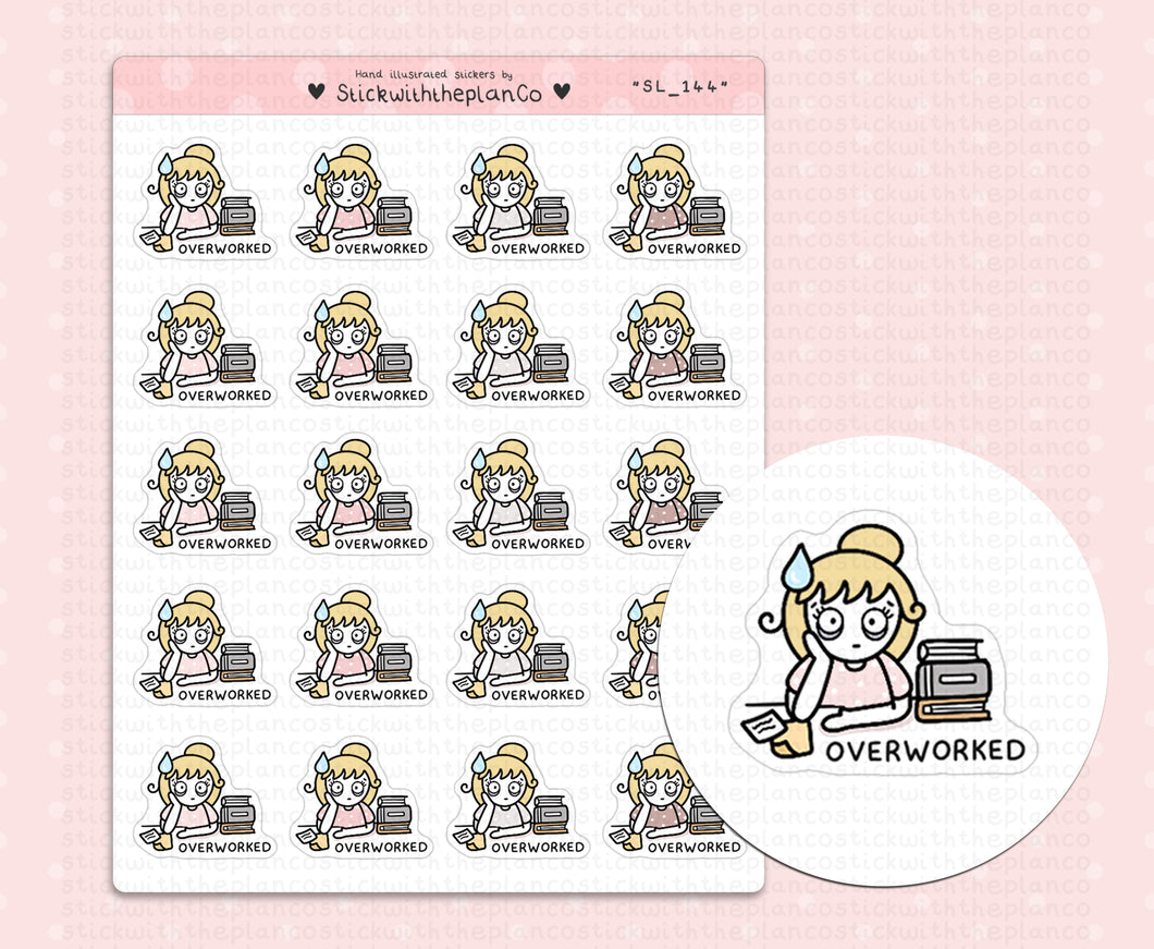 SL_144 Overworked | Neutral Lottie Stickers | Planner Stickers