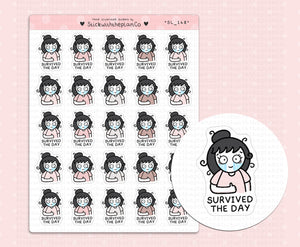 SL_148 Survived the Day | Neutral Lottie Stickers | Planner Stickers