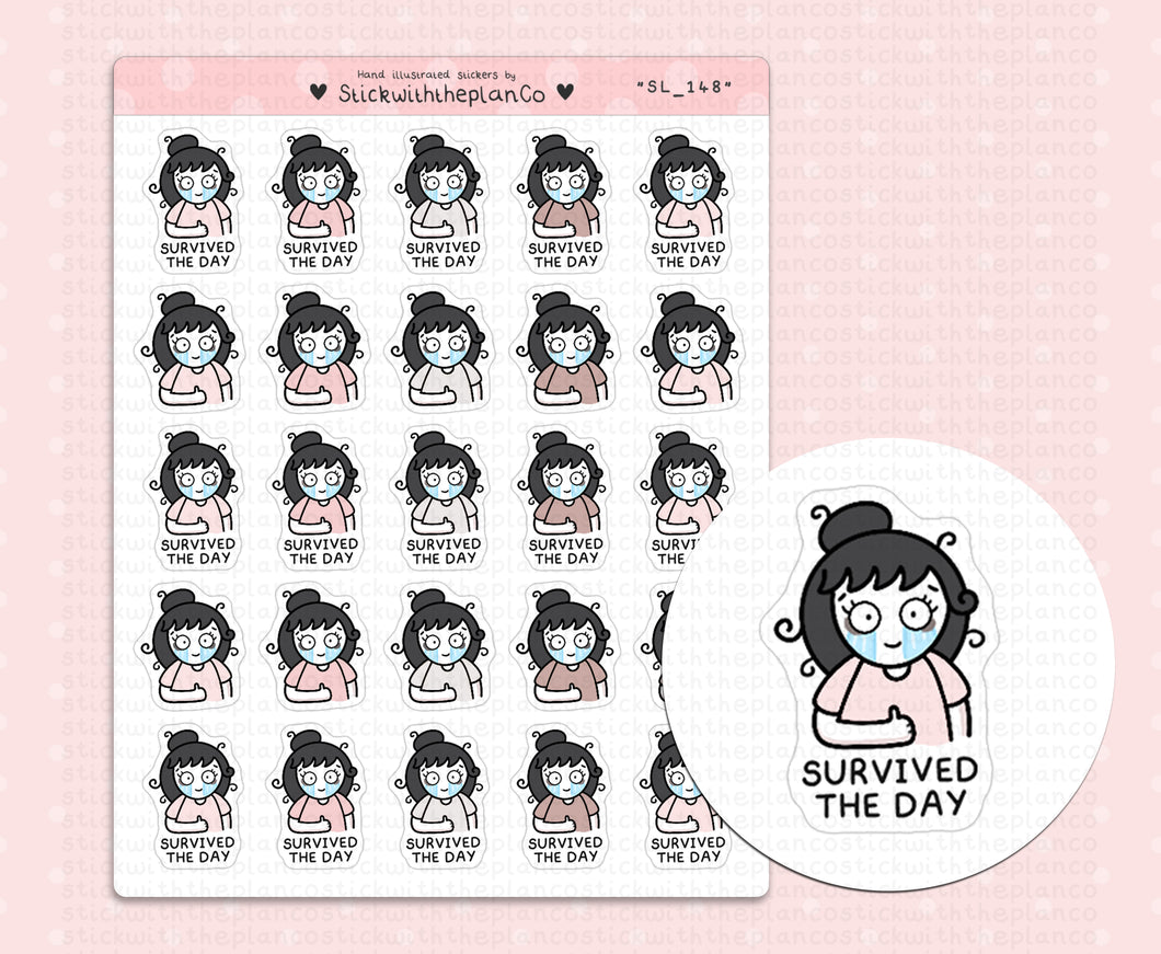 SL_148 Survived the Day | Neutral Lottie Stickers | Planner Stickers
