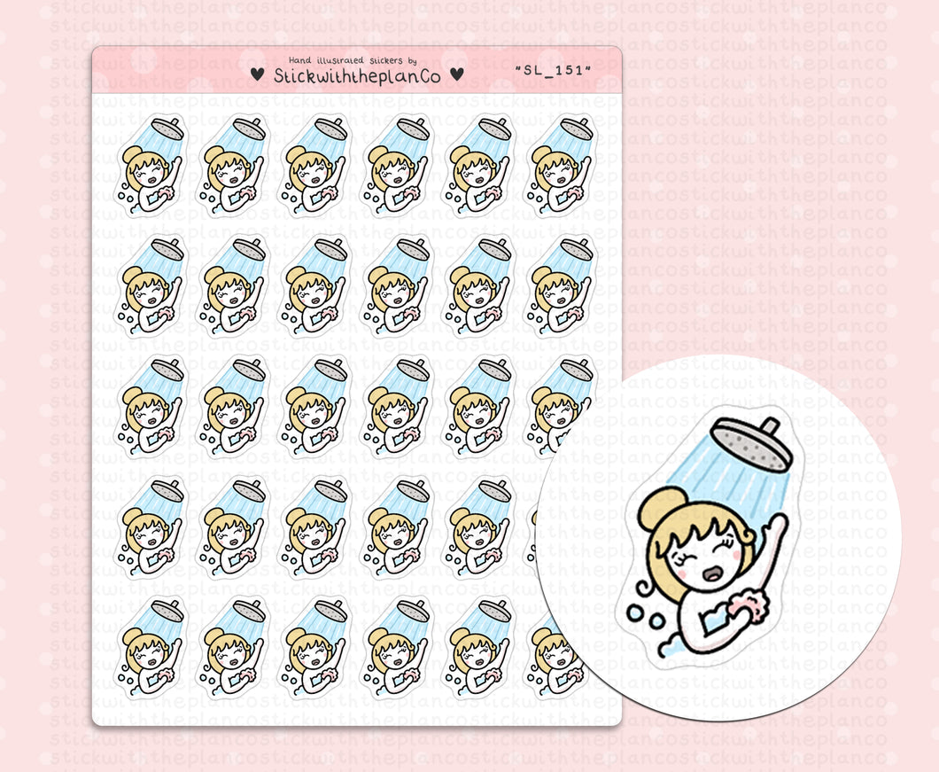 SL_151 Shower | Neutral Lottie Stickers | Planner Stickers