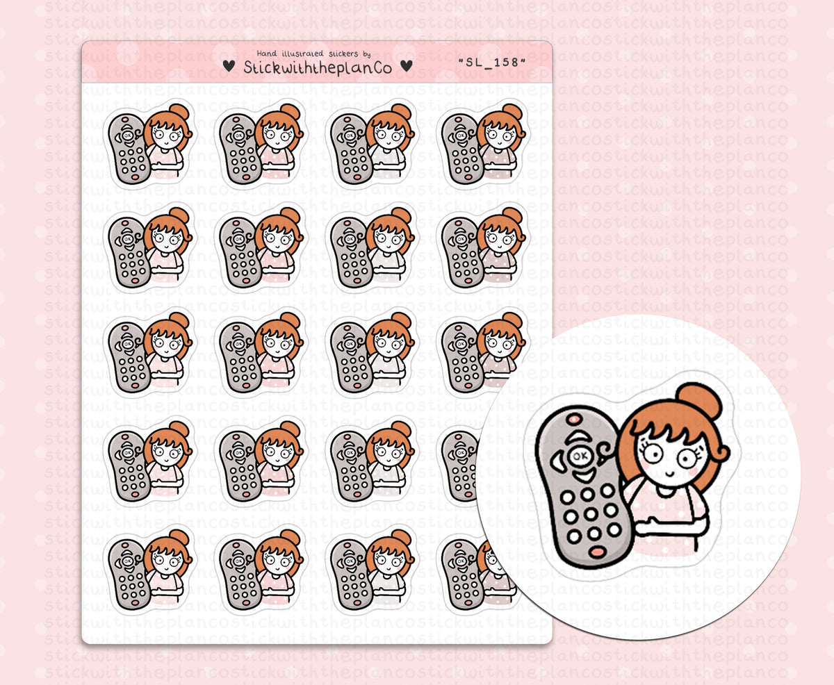 SL_158 Tv Remote! | Neutral Lottie Stickers – StickWithThePlanCo