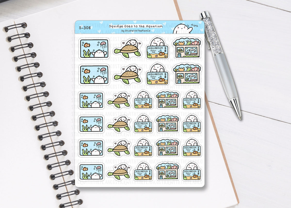 S_308 Squidge Goes to the Aquarium | Squidge Stickers | Planner Sticke ...