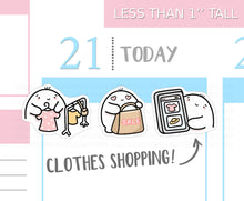 Load image into Gallery viewer, S_331 Squidge Goes Clothes Shopping | Squidge Stickers | Planner Stickers
