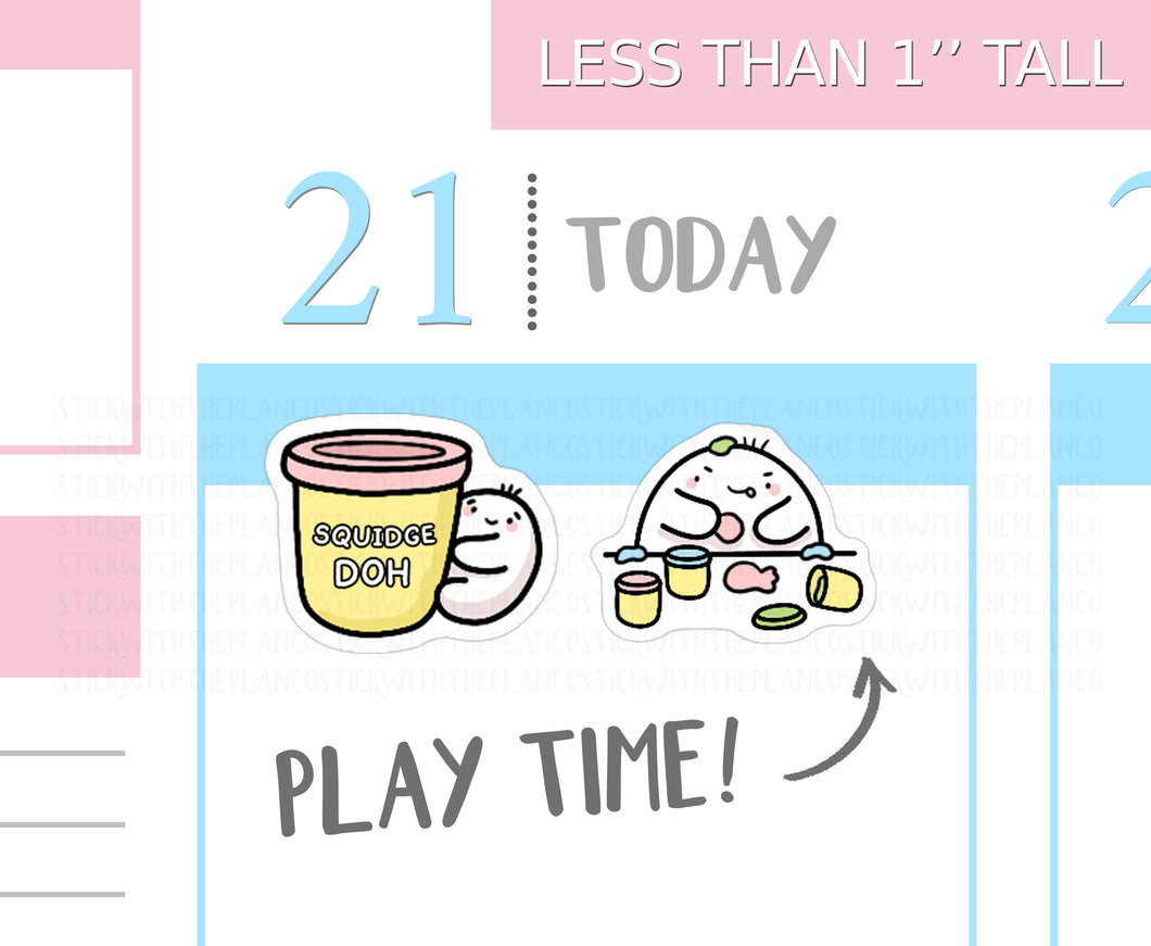 S_333 Squidge Plays with Squidge-Doh | Squidge Stickers | Planner Stickers