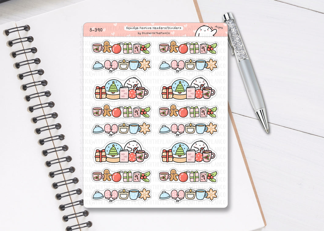 S_390 Squidge Festive Headers/Dividers | Squidge Stickers | Planner Stickers