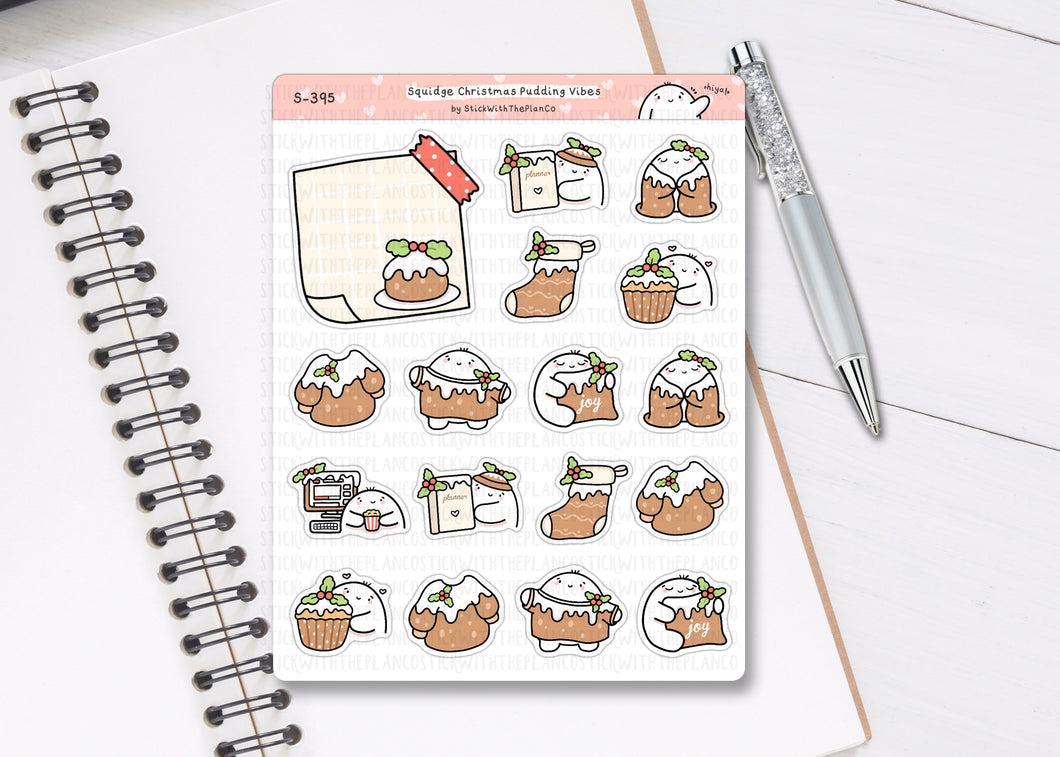 S_395 Squidge Christmas Pudding Vibes | Squidge Stickers | Planner Stickers