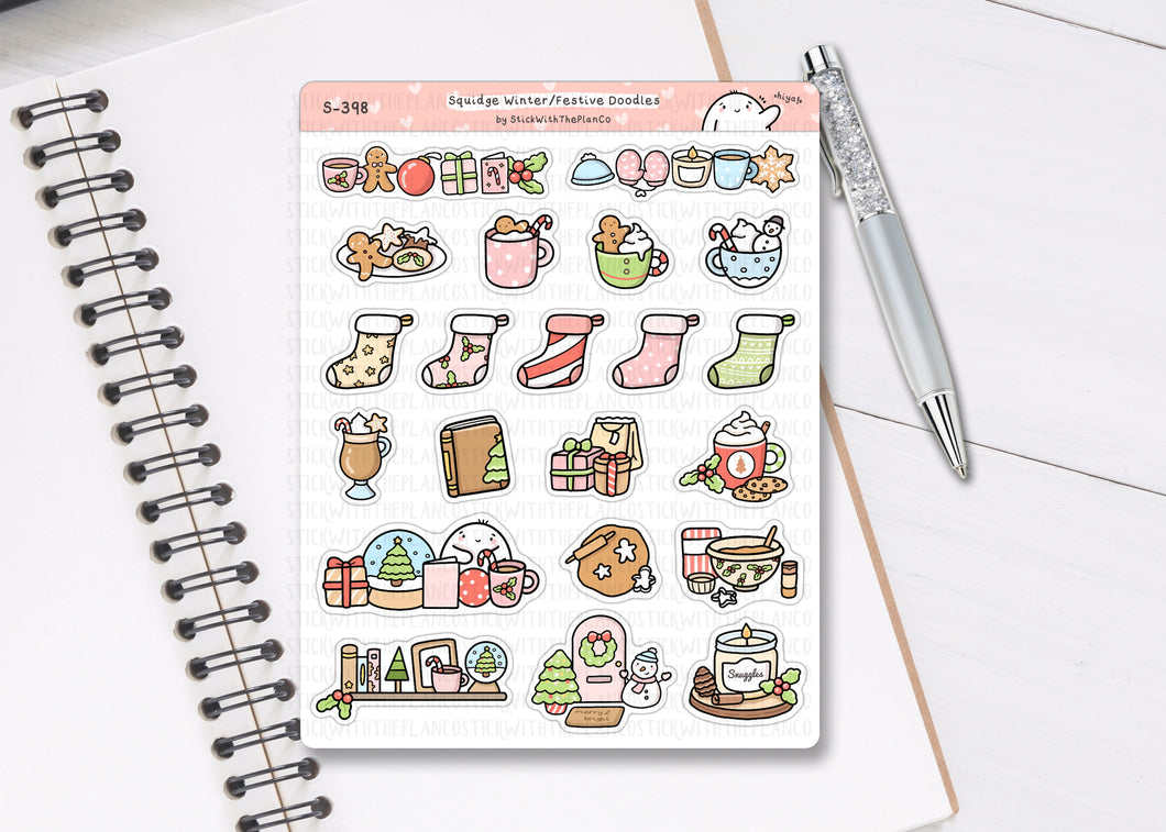 S_398 Squidge Festive/Winter Doodles | Squidge Stickers | Planner Stickers