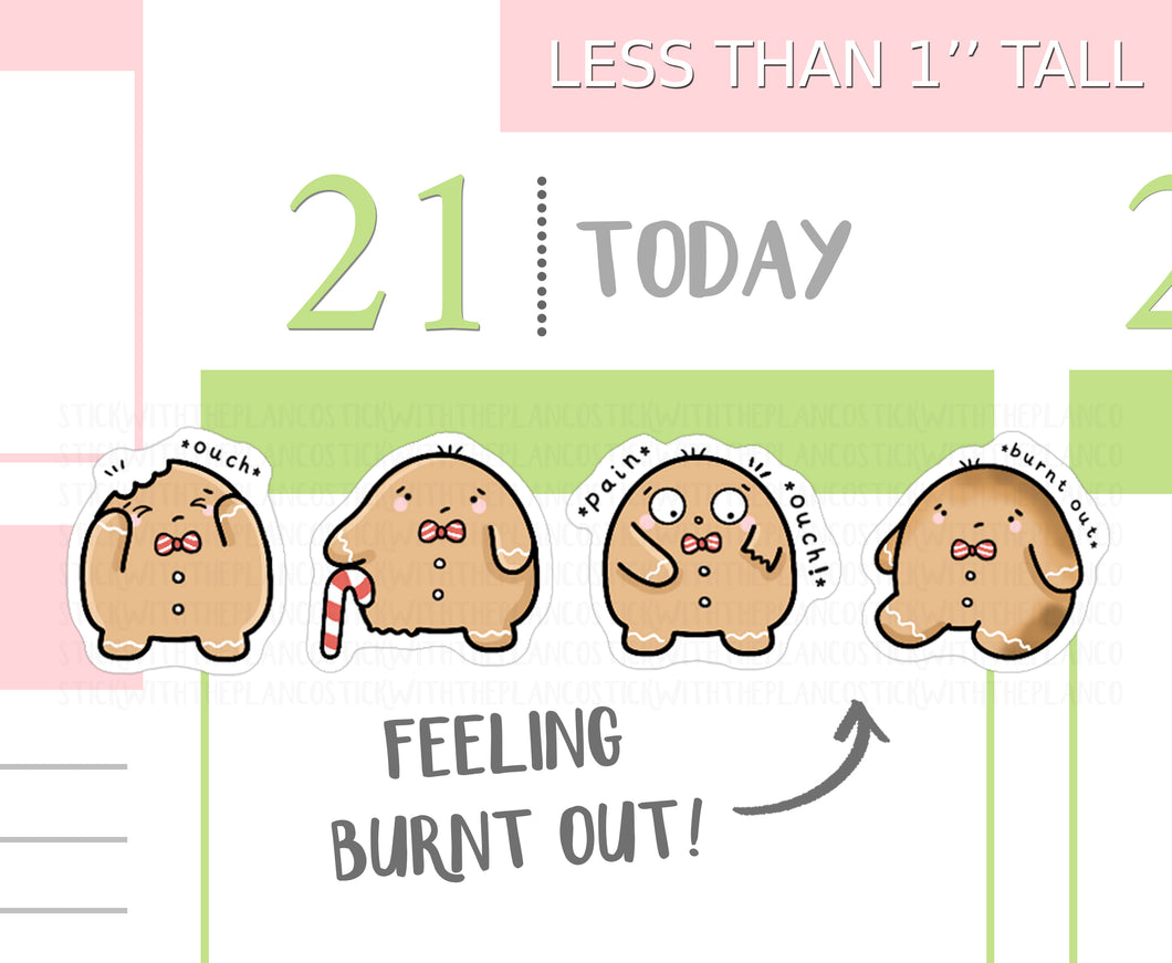 S_399 Squidgerbread Feels Ouch/Burnt Out | Squidge Stickers | Planner Stickers