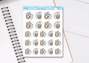 S_439 Squidge Loves Iced Coffee | Squidge Stickers | Planner Stickers