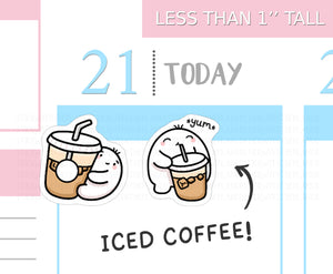 S_439 Squidge Loves Iced Coffee | Squidge Stickers | Planner Stickers