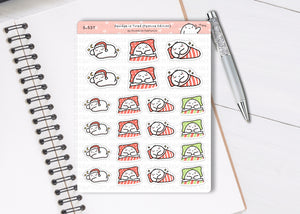 S_537 Squidge Is Tired (Festive Edition) | Squidge Stickers | Planner Stickers