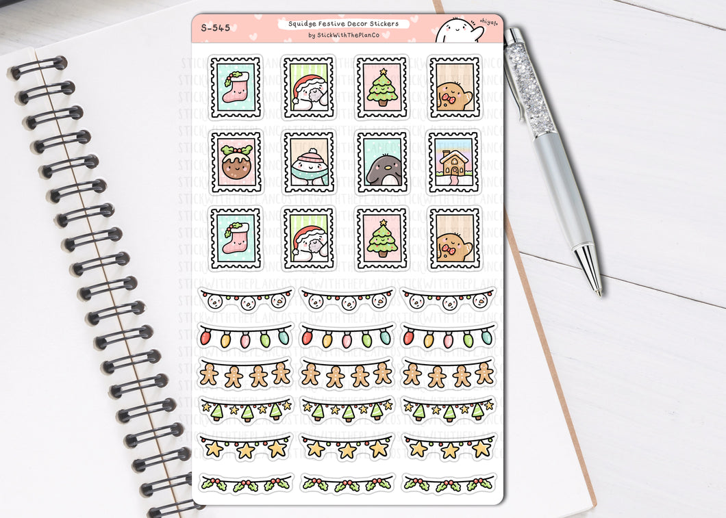 S_545 Festive Stamps and Headers | Squidge Stickers | Planner Stickers