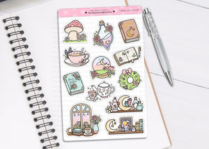 L_326 Spring Witch Large Decor Sheet | Lottie Stickers | Planner Stickers