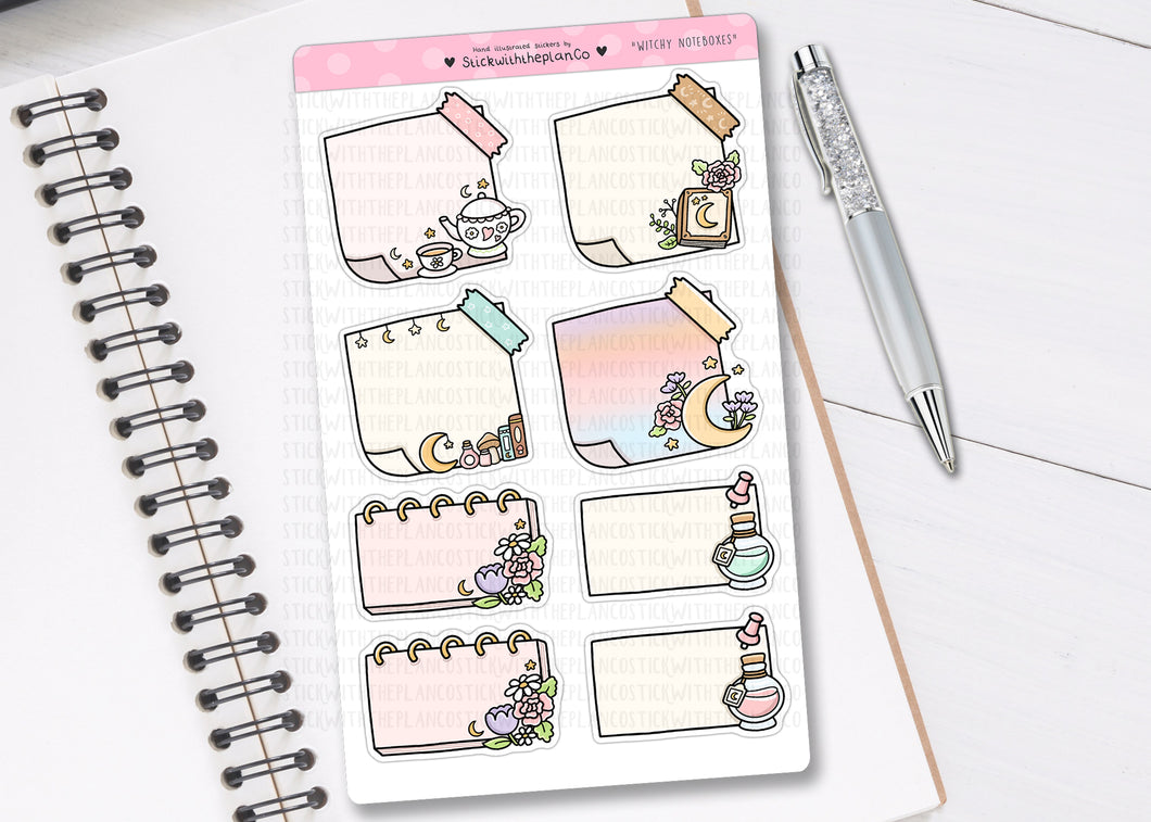 L_330 Spring Witch Noteboxes | Lottie Stickers | Planner Stickers