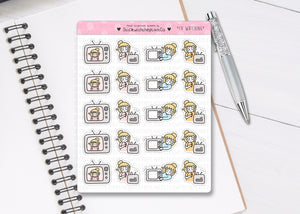 L_316 Watching TV | Lottie Stickers | Planner Stickers