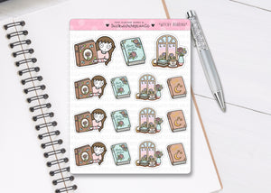 L_322 Spring Witchy Reading | Lottie Stickers | Planner Stickers