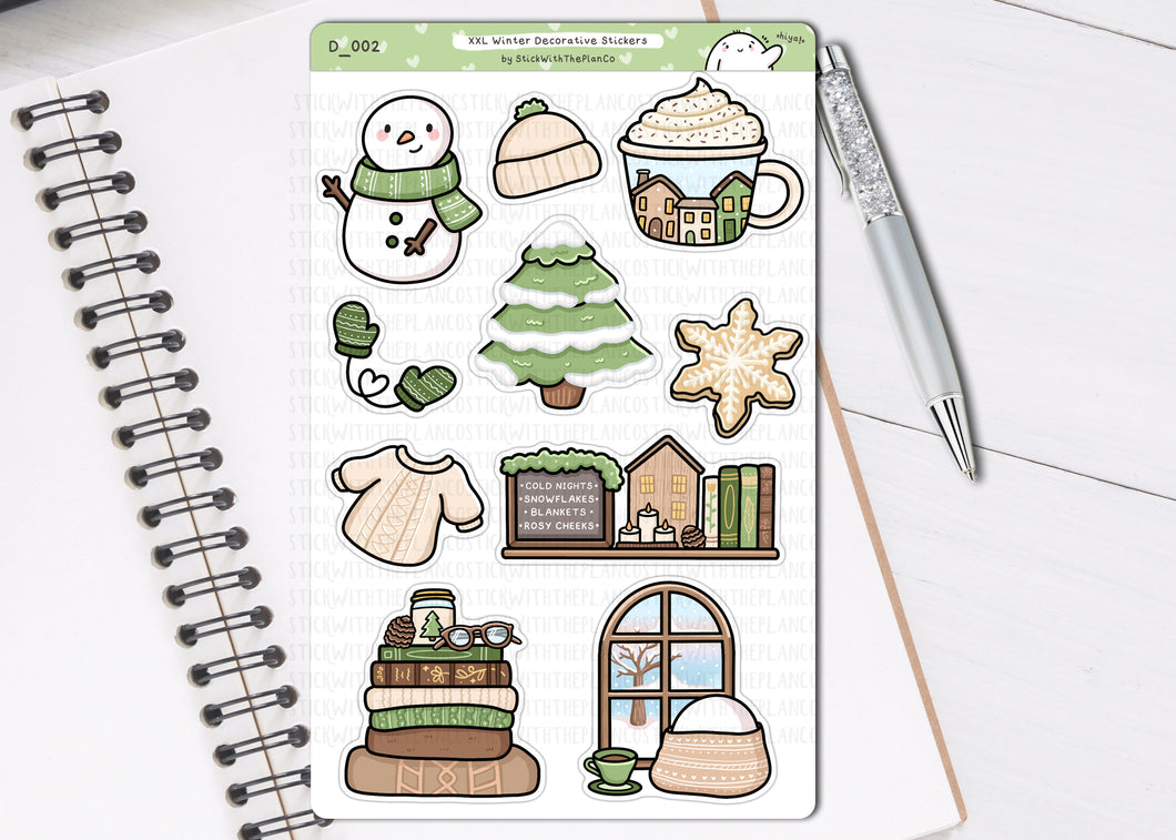 XXL D_002 Winter Decor Planner Stickers