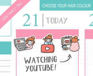 L_284 Watching Youtube | Lottie Stickers | Planner Stickers