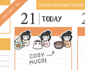 FL_033 Cosy Autumn Mugs | Lottie Stickers | Autumn/Fall and Halloween Planner Stickers