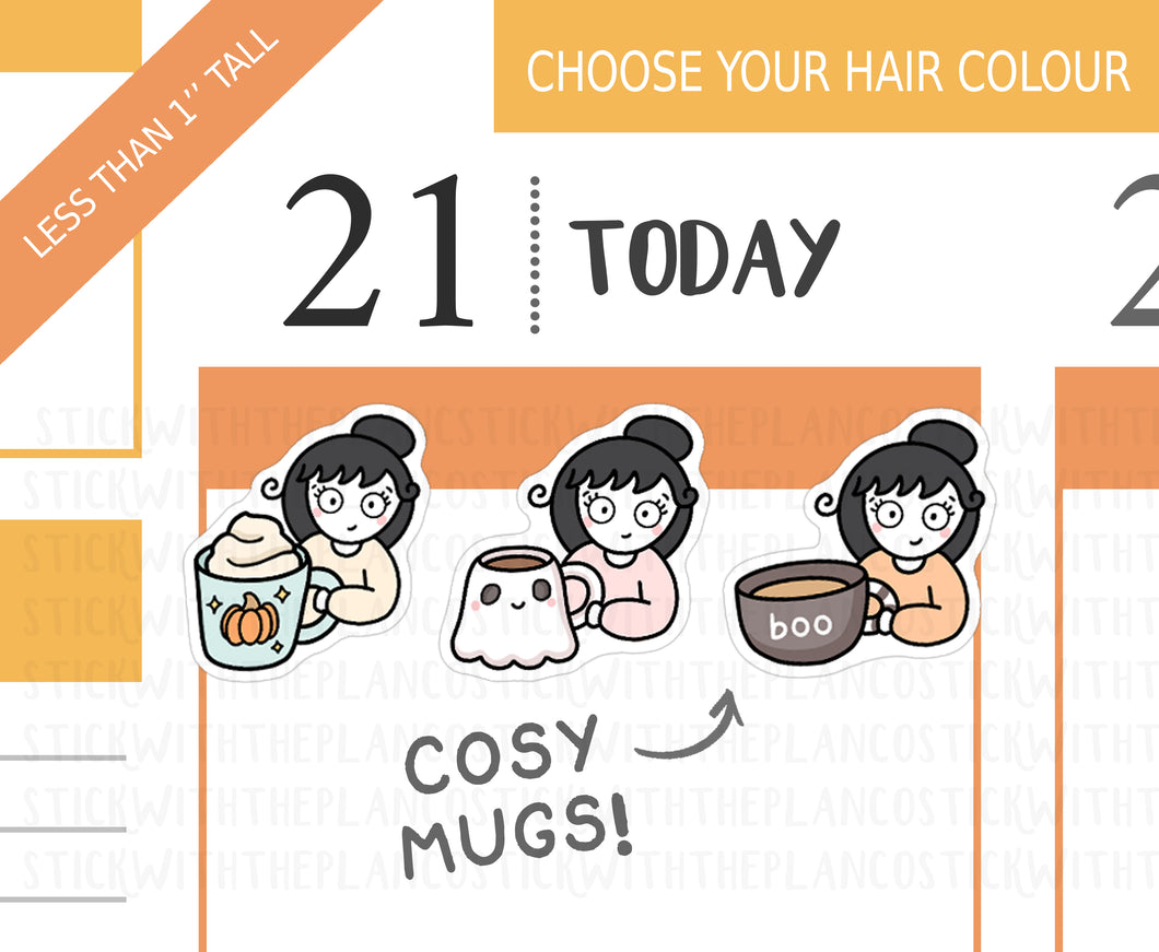 FL_033 Cosy Autumn Mugs | Lottie Stickers | Autumn/Fall and Halloween Planner Stickers