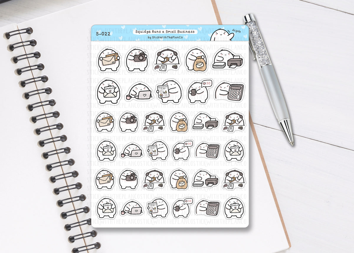S_022 Squidge Runs a Small Business | Squidge Stickers| Planner Sticke ...