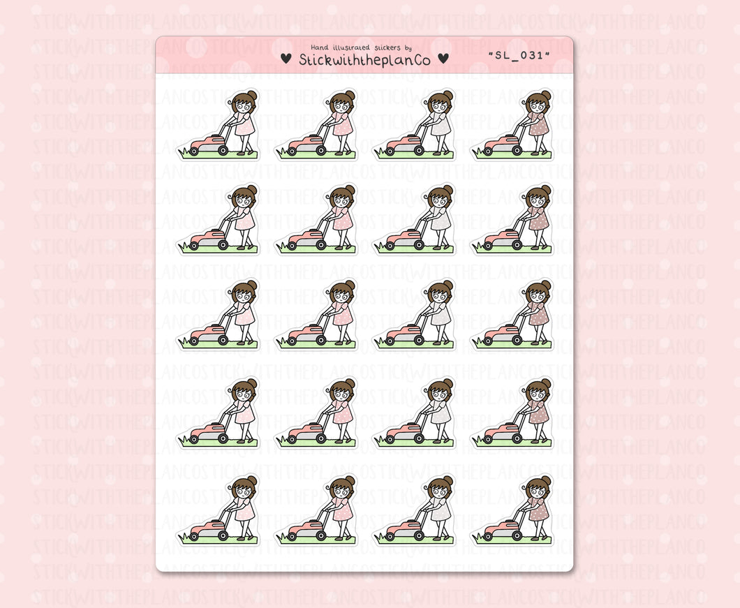 SL_031 Mowing the Lawn | Neutral Lottie Stickers | Planner Stickers