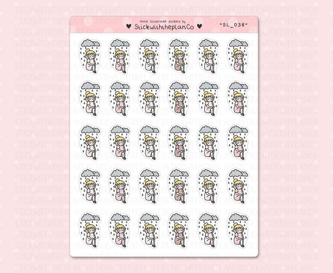 SL_038 Sad Rain Cloud | Neutral Lottie Stickers | Planner Stickers