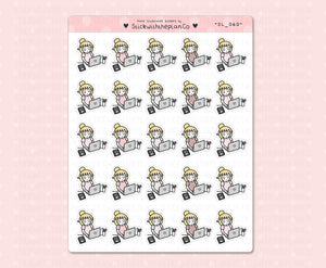 SL_060 Working on Laptop | Neutral Lottie Stickers | Planner Stickers