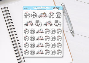 S_067 Squidge Maintains the Car | Squidge Stickers | Planner Stickers