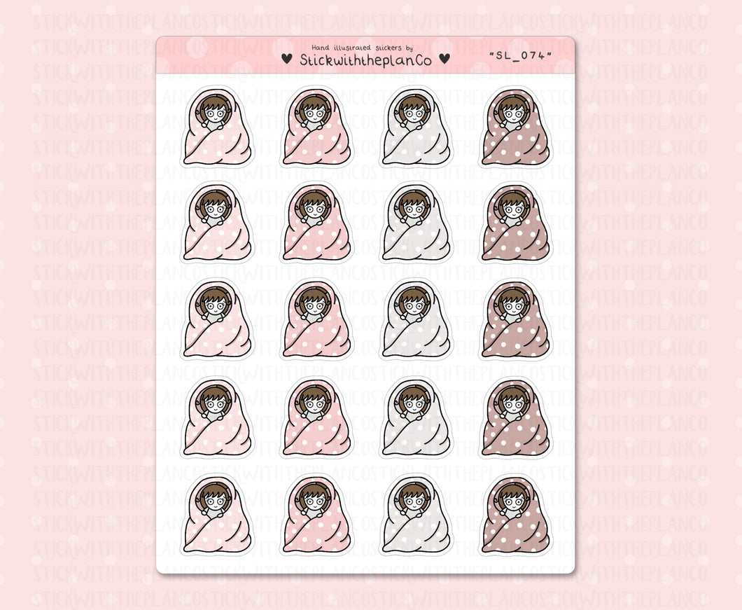 SL_074 Hiding In Blanket | Neutral Lottie Stickers | Planner Stickers