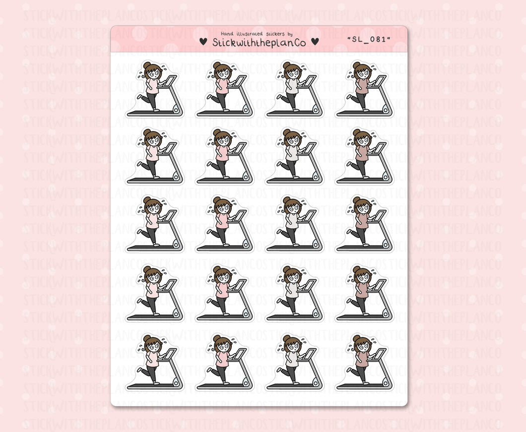 SL_081 Running on Treadmill | Neutral Lottie Stickers | Planner Stickers