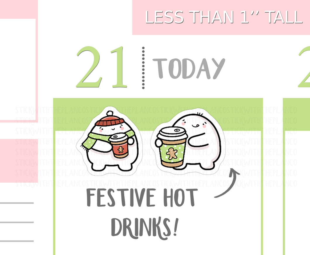 S_196 Squidge Loves Festive Hot Drinks | Squidge Stickers | Planner Stickers