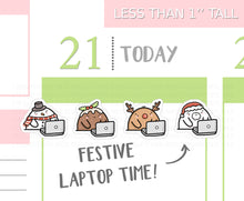 Load image into Gallery viewer, S_206 Squidge Uses Laptop (Festive Edition) | Squidge Stickers | Planner Stickers
