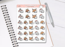 Load image into Gallery viewer, S_206 Squidge Uses Laptop (Festive Edition) | Squidge Stickers | Planner Stickers
