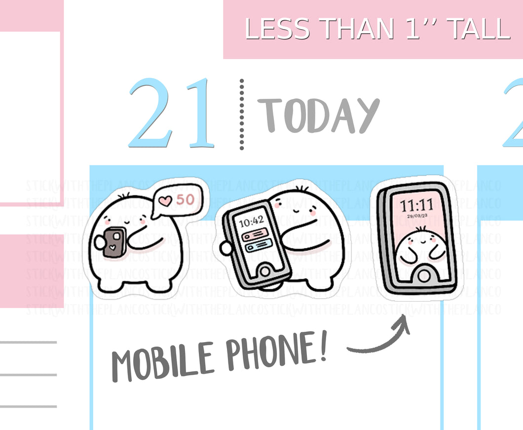 S_305 Squidge Uses Mobile Phone (Cell Phone) | Squidge Stickers | Planner Stickers