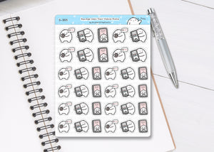 S_305 Squidge Uses Mobile Phone (Cell Phone) | Squidge Stickers | Planner Stickers