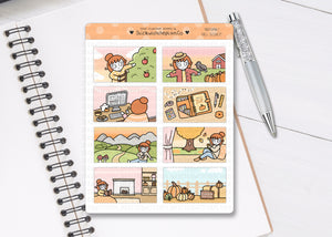 FL_021 Cute Fall Scenes (1.5'' Box) | Lottie Stickers | Autumn/Fall and Halloween Planner Stickers