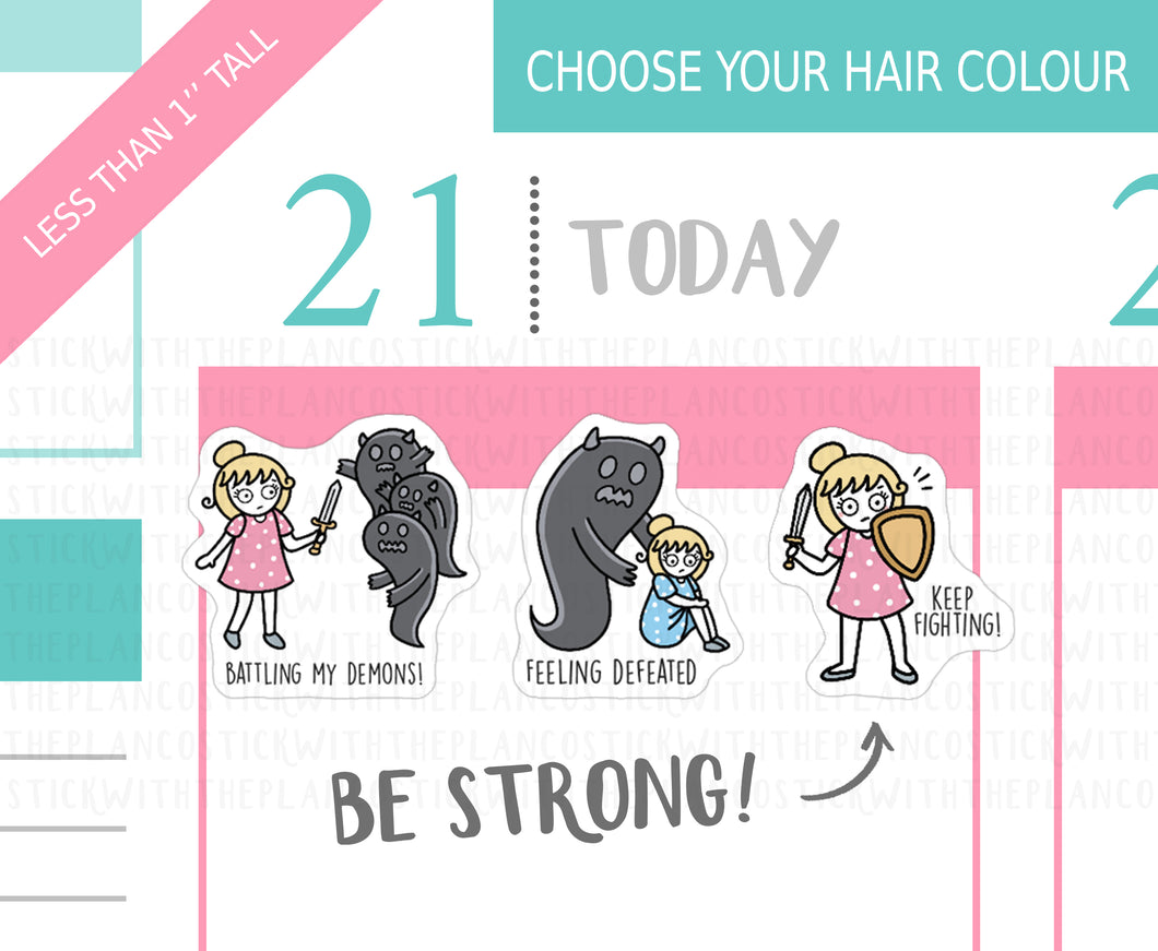 L_168 Battling Demons | Lottie Stickers | Planner Stickers