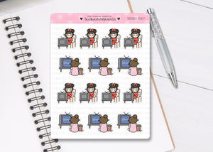 L_035 Watching Disney TV | Lottie Stickers | Planner Stickers