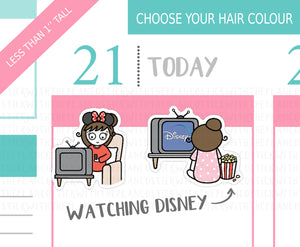 L_035 Watching Disney TV | Lottie Stickers | Planner Stickers