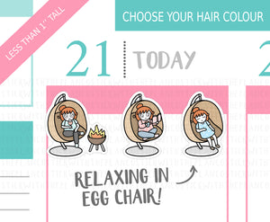 L_196 Egg Chair | Lottie Stickers | Planner Stickers