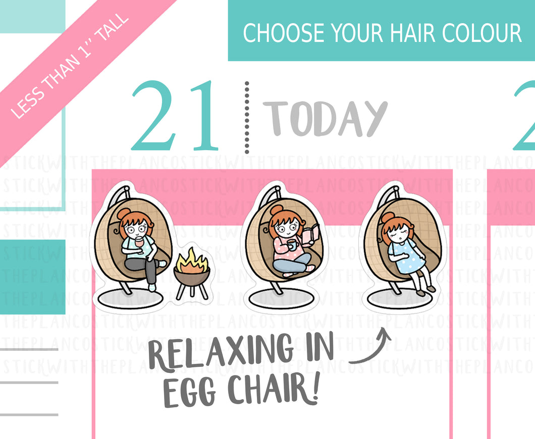 L_196 Egg Chair | Lottie Stickers | Planner Stickers