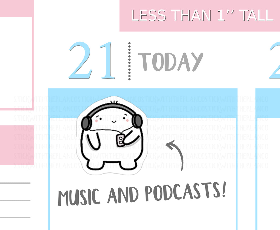 S_118 Squidge Wears Headphones | Squidge Stickers | Planner Stickers