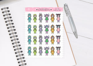 L_076 Cute Monsters Dress Up | Lottie Stickers | Planner Stickers