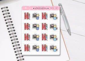 L_081 Watching Netflix | Lottie Stickers | Planner Stickers